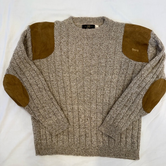 Orvis Men's Sweater with Tan Suede Patches